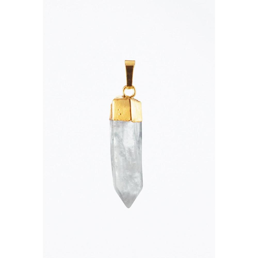 NEW CRYSTAL HAZE rock crystal quartz pendant in clear/gold